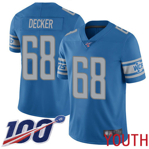 Detroit Lions Limited Blue Youth Taylor Decker Home Jersey NFL Football 68 100th Season Vapor Untouchable